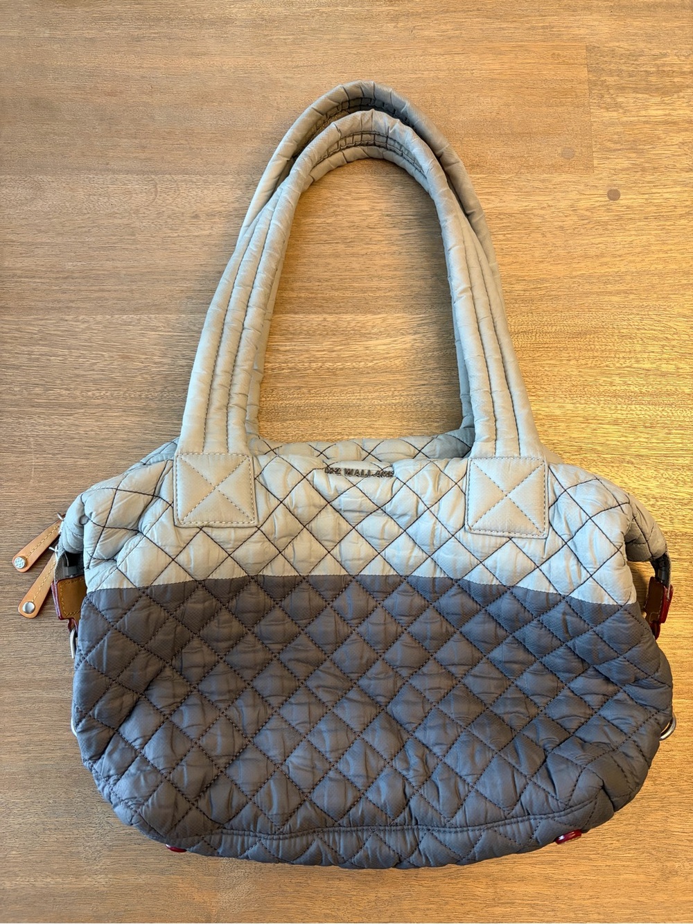 MZ Wallace Two-Tone Quilted Women’s Shoulder Bag - Gray & Light Gray